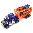 thumbnail image 2 of Super Truck Trailer Children's Friction Toy Truck Ready To Run w/ 4 Toy Cars, No Batteries Required (Colors May Vary), 2 of 4