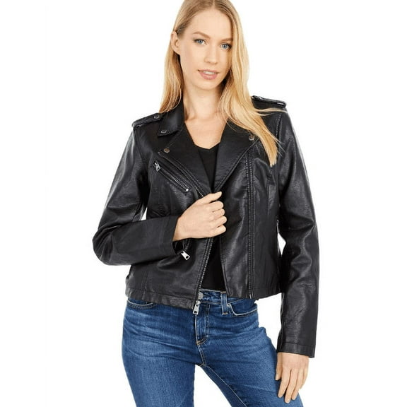 LEVI'S Women's Black Faux-Leather Moto Jacket, XS