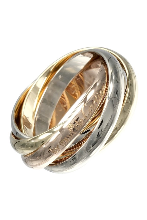 Pre-Owned Cartier Trinity 5-Ring Ring, Size 7, 18K Gold (YG, PG, WG), Approx. 8g