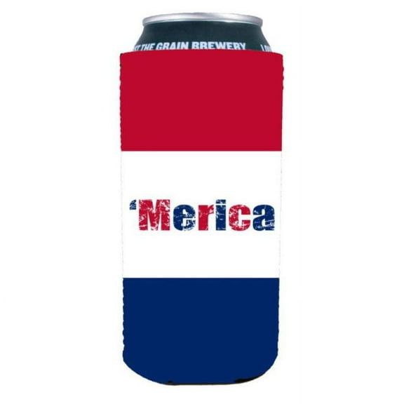 Merica Striped Pattern 16 oz. Can Coolie