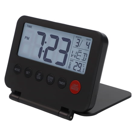 Travel Alarm Clock with Backlight, 12 / 24 H Display, Calendar and Temperature, Weekend Mode Travel Alarm Clock with Backlight, 12 / 24 H Display, Calendar and Temperature, Weekend Mode - aefe