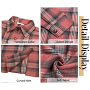 Fantaslook Plaid Flannel Shirts for Women Oversized Long Sleeve Button Down Shirts Blouses Tops