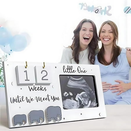 MMJ Baby Milestones Picture Frame 4x6in Wooden Ultrasound Countdown Week Photo Display Keepsake Desktop Wall Decor