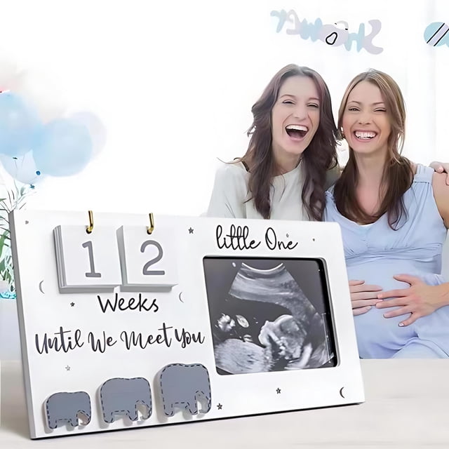 TIMIFIS Picture Frames, Birth Milestones Photo Frame Wooden Ultrasonics Frame and Countdown Week Photo Frame Decoration Home Decor