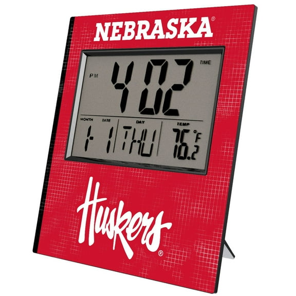 Keyscaper Nebraska Huskers Cross Hatch Digital Desk Clock