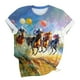 thumbnail image 2 of Tops de Cuello Redondo para las Mujeres, Nuevo Suéter de Manga Corta, Caballo Casual Impreso Top Camiseta, 2 of 5