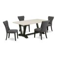thumbnail image 2 of East West Furniture 5-Piece rectangular Dinette Set Included 4 Dining chairs Upholstered Seat and High Button Tufted Chair Back and Rectangular Kitchen Dining Table with Linen White dining table..., 2 of 6