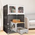 thumbnail image 4 of Happyhtes All-in-One Cat House, Large Indoor Cat Cage with Cat Bed, Scratching Board, and Litter Box, Multi-Functional Cat Condo for 1-2 Cats (Grey), 4 of 7
