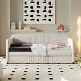 thumbnail image 3 of Harper & Bright Designs Velvet Upholstered Daybed with Trundle, Wooden Twin Size Daybed Frame, Tufted Sofa Bed Daybed for Bedroom Living Room, Beige, 3 of 12