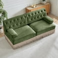 thumbnail image 2 of Soft Velvet Fabric Chesterfield Style Sofa,Button Tufted Design,Floor-grazing Tassel Fringe Skirt,Easy to Assemble,Free Combination,For Living Rooms Rest Areas Bedroom,Green, 2 of 5