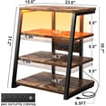 thumbnail image 3 of Homieasy 4-Tier AV Media Stand, 30'' Corner Entertainment Stand with Power Outlets and LED Lights, Adjustable Shelves, Rustic Brown, 3 of 7