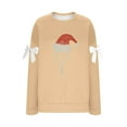 thumbnail image 6 of Ladies' Christmas Printed Bow Round Neck Long Sleeved Loose Pullover Sweater Sweatshirt Top, Elegant Fall Winter Fashion with Soft Fabric for Holiday Parties,Khaki,M, 6 of 6