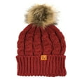 thumbnail image 2 of Wrapables® Cable Knit Faux Fur Pom Pom Beanie, Mommy & Me Set Burgundy, 2 of 4