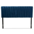 thumbnail image 3 of Baxton Studio Emile Modern and Contemporary Navy Blue Velvet Fabric Upholstered and Dark Brown Finished Wood, Full Size Headboard, 3 of 9