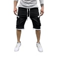thumbnail image 1 of Aayomet Shorts Men Mid Waist Cargo Pant Solid Splice Pocket Drawstring Shorts (Black, M), 1 of 5
