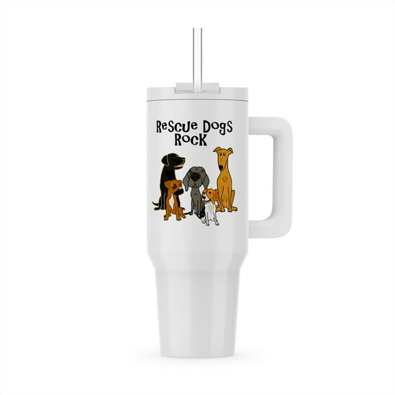 Funny Cute Rescue Dogs Rock Cartoon, 30oz Tumbler