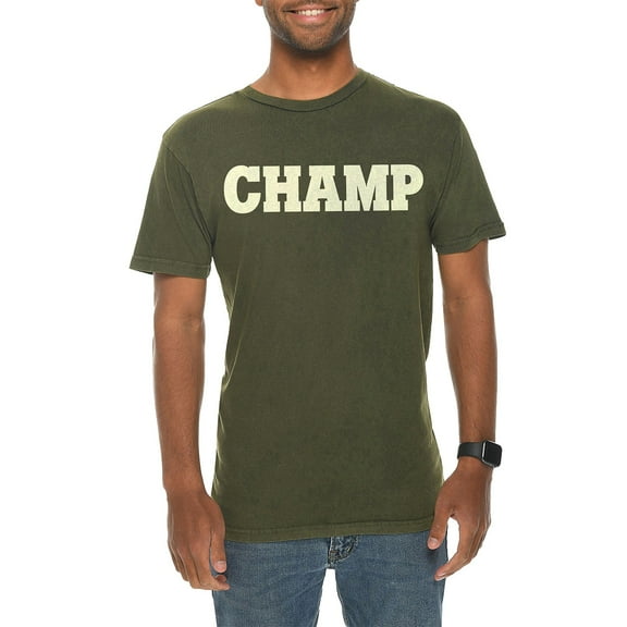 Big Size Champ Graphic Design Vintage Crewneck Tee - Vintage Olive XL