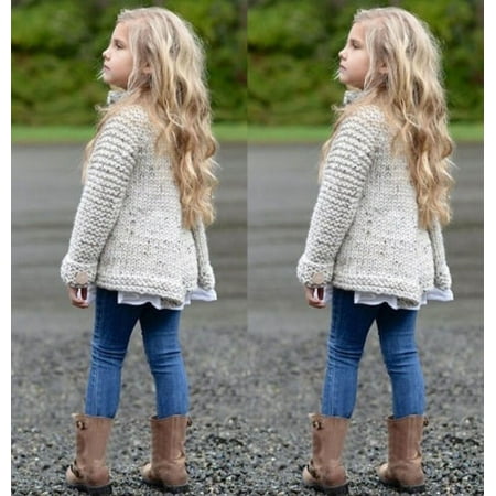 

Fashion Kids Girls Long Sleeve Cloak Sweaters Knitwear Coat Clothes Outfits 1-8Y