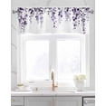 thumbnail image 2 of Purple Eucalyptus Leaves Kitchen Valances for Windows Farmhouse Linen Window Valance Curtain for Living Room Window Treatment Watercolor Summer Botanical Valance Rod Pocket Topper Drape, 54 x 18 Inch, 2 of 6