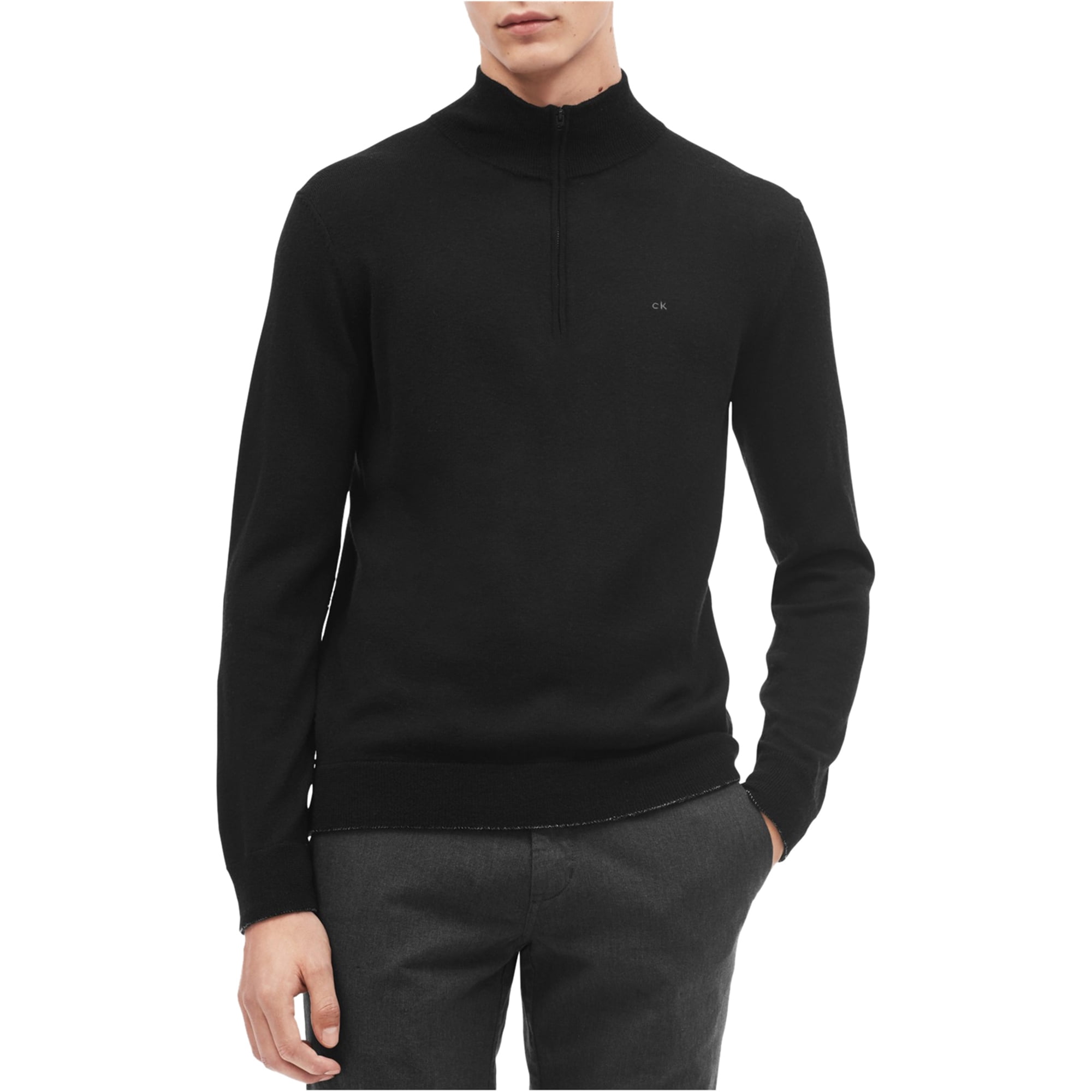 calvin klein cotton zip neck sweater