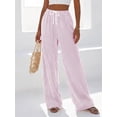 thumbnail image 3 of BTFBM Striped Wide Leg Pants for Women Spring Summer Drawstring Lounge PJ Beach Bottoms Casual Trousers Pockets, 3 of 9