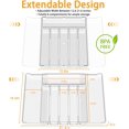 thumbnail image 2 of Organizador de cajones de vajilla, bandeja expandible para cajones de cocina, cubiertos y cubiertos, almacenamiento de plástico ajustable para utensilios como cucharas, tenedores, 2 of 4