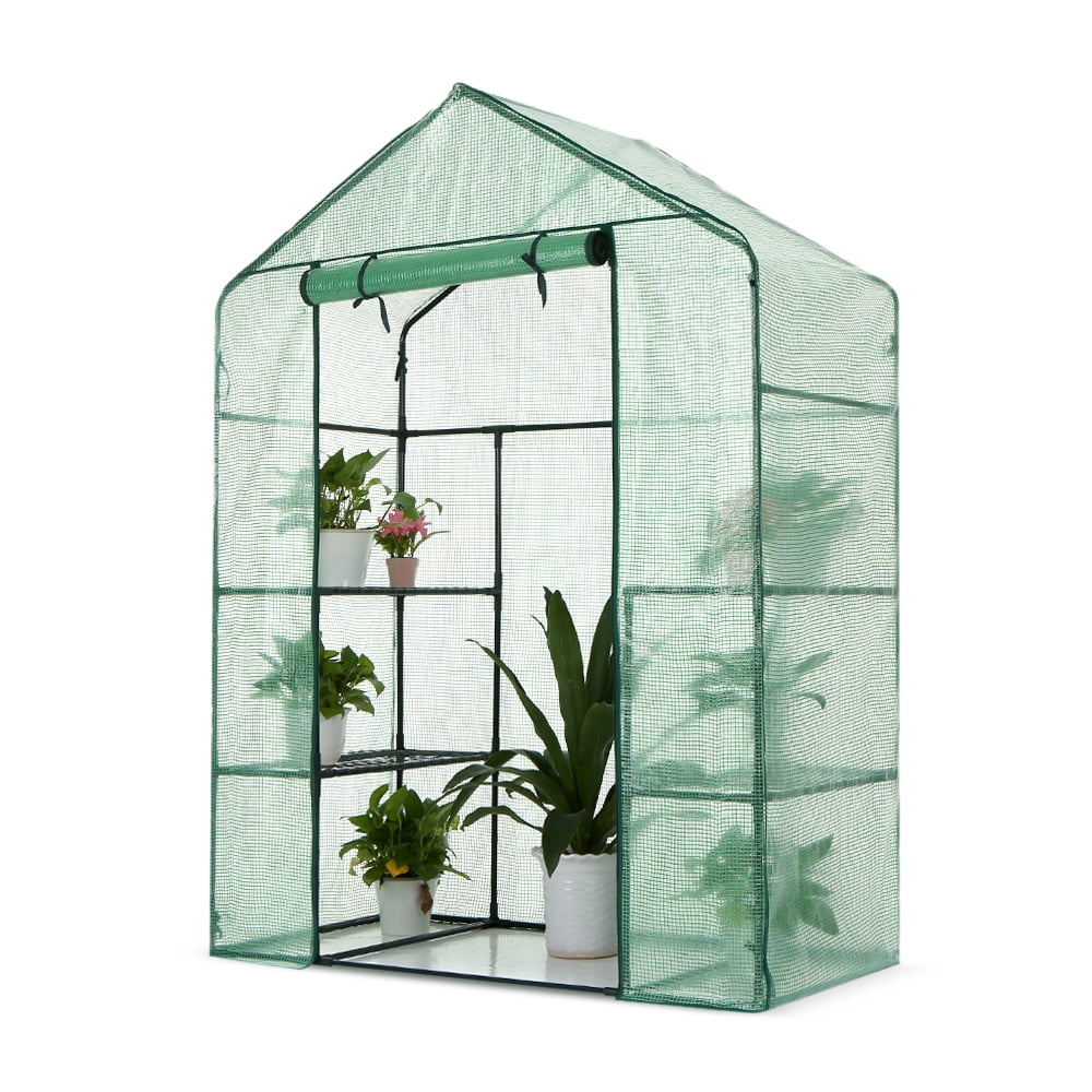 iKayaa Outdoor Garden 3 Layer Mini Walk In Greenhouse W/ 4 Shelves