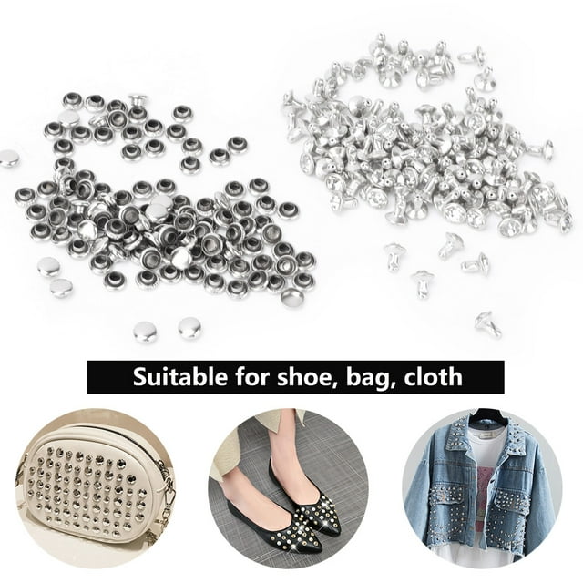 100Pcs Taches Clous, Tissu Incrustation Rivets Rapides Clous Strass Rapide Clous Rivets Décoratifs pour Bricolage Décoration d'Artisanat en Cuir