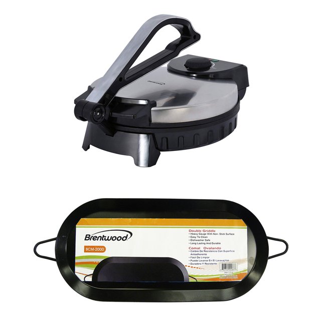 Brentwood Non-Stick Electric Tortilla Warmer & 18-Inch Dual Burner Comal Griddle