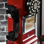 Ryan Bros. American Retro 1950s Payphone with Coin Bank Wall-Mount Corded Phone (Red)