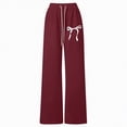 thumbnail image 4 of TOWED22 Girl's Baggy Sweatpants Letter Patched Wide Leg Pants Elastic Waist Long Trousers Joggers Trendy(Wine,17-18 Y), 4 of 4