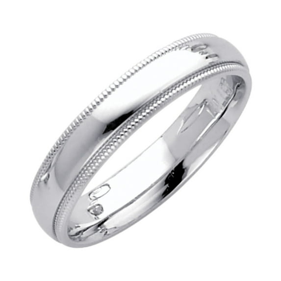 FB Jewels 14K White Gold Solid Heavy Weight 4mm Plain Traditional Comfort Fit Migraine Wedding Ring Band Size 6.5