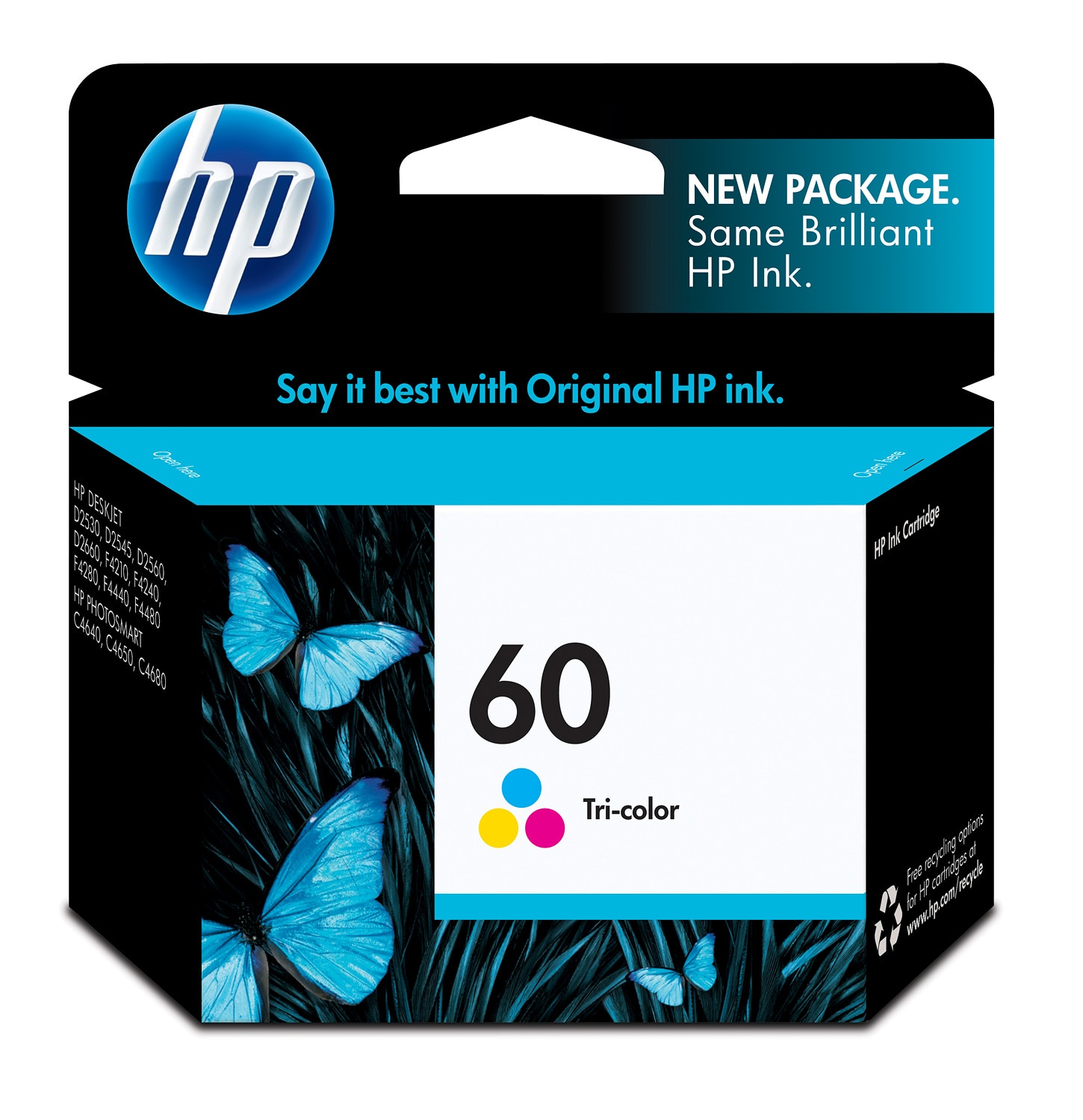 HP 60 Tri-Color Original Ink Cartridge (CC643WN)