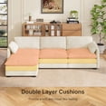 thumbnail image 3 of Aiho 110.2" L-Shaped Modern Modular Sectional Sofa with Movable Ottoman - 3-Seater Cloud Couch, Comfy Corduroy Deep Seat with 2 Pillows for Living Room, Bedroom & Apartment,Beige, 3 of 9