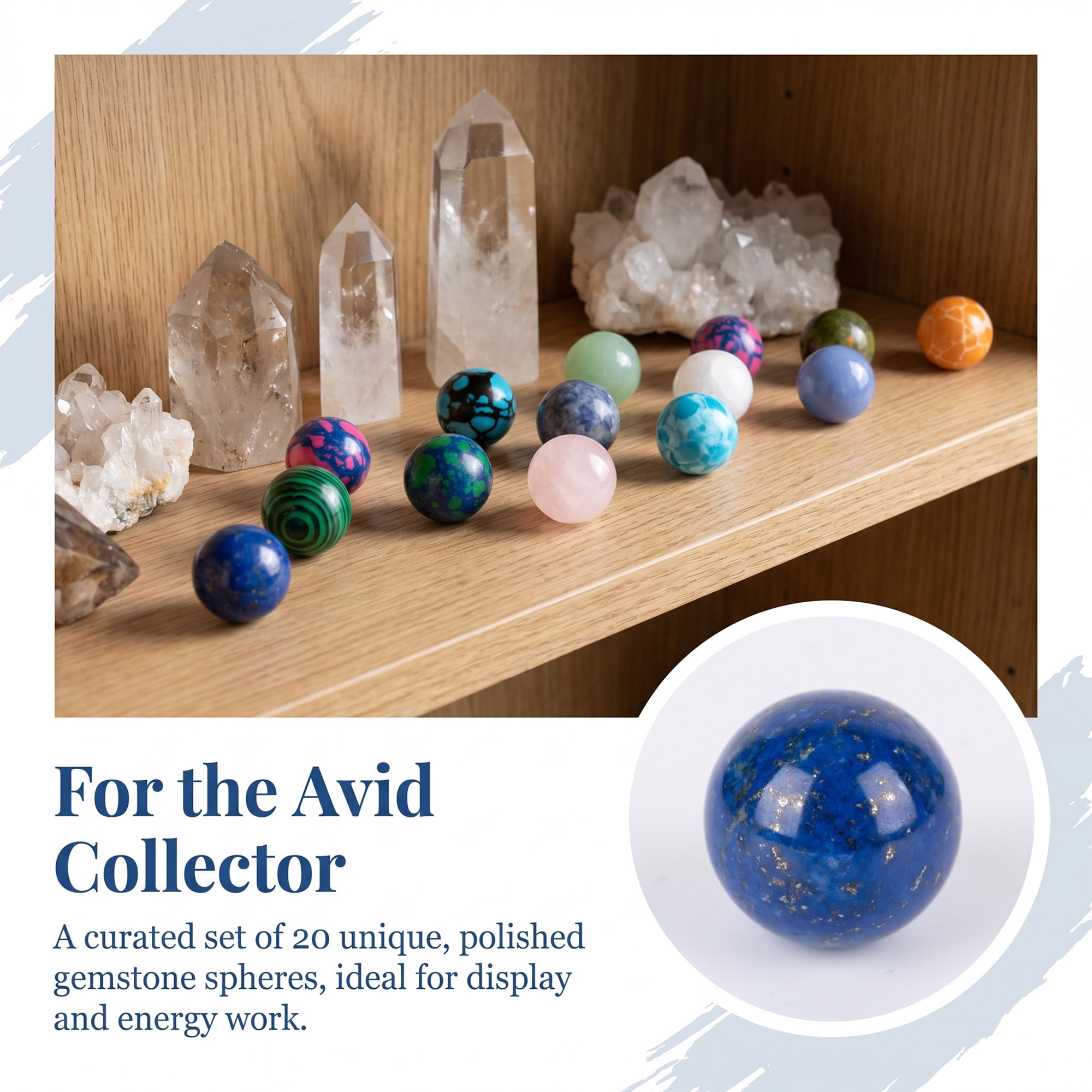 Unique Bargains Crystal Balls - 20 Pack Polished Gemstone Spheres and Orbs Multicolor 0.6"