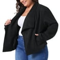 thumbnail image 2 of DARING DIVA Plus Size Faux Suede Lapel Open Front Cardigans Jacket 1X Black, 2 of 6