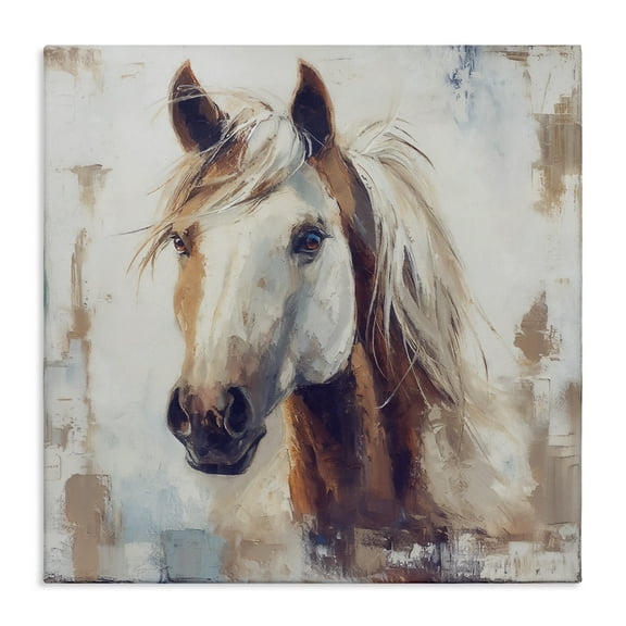 Stupell Industries Rustic Horse Impression Animals Painting Wrapped Canvas Art Print Wall Art, 17 x 17