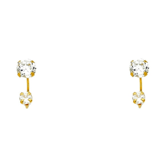 14k Gold Double Cubic Zirconia Screw Stud Earrings Stud Earring for Women