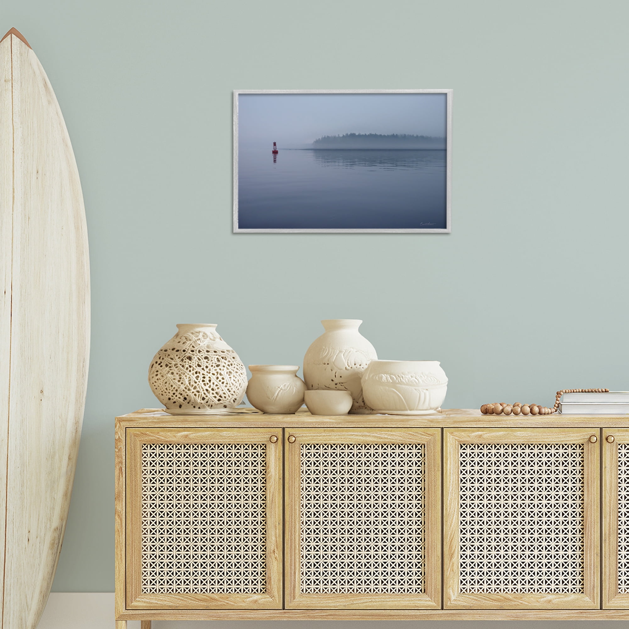 Stupell Industries Penobscot Bay Landscape Landscape Photography Gray Framed Art Print Wall Art, 24 x 16