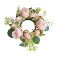 thumbnail image 4 of Candelabro con forma de anillo, corona de rosas artificiales, decoración para fiestas, salas de estar, puertas de entrada, festivales y ceremonias. Rosa claro, 4 of 9