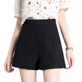 thumbnail image 2 of Minnieouse Primavera Verano cintura alta elegante Color sólido Casual A-line pantalones cortos sueltos pierna ancha traje Delgado señoras Prendas para la parte inferior del cuerpo Negro 3XL, 2 of 6