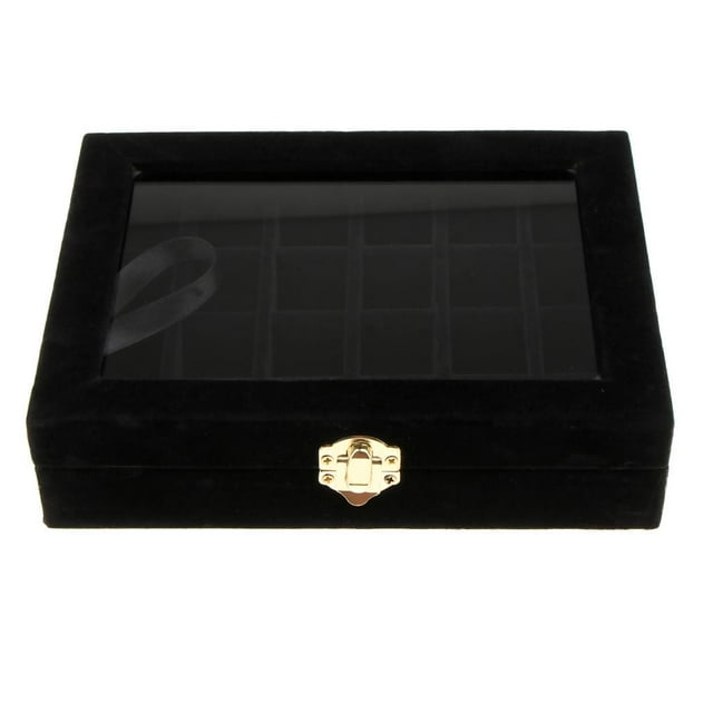 TISHITA Velvet Case Earring Necklace Organizer Display Jewelry Storage Box Black
