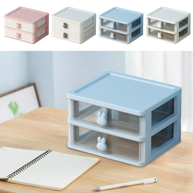 Wzzjkit Desk Organizer with Drawer, Plastic Solid Color Desktop Organization for Office Supplies, Jewelry Storage Box, Multilayer Desk Organizers and Accessories