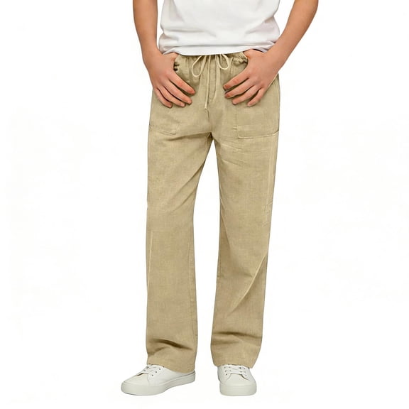 Edvintorg Boys Joggers Cotton Elastic Waisted Loose Fit Straight Leg Casual Athletic Pants with Drawstring Size 4-15