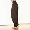 thumbnail image 2 of Sngxgn Woman Pants Women Casual Solid Pants Drawstring Elastic Waist Long Wide Leg Pants(Coffee,XL), 2 of 4