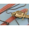 thumbnail image 5 of Antique Golden Tone Multicolored Tropical Parrot Bird Pendant Rope Necklace, 5 of 5
