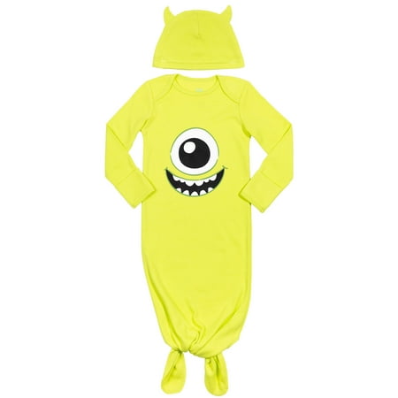 

Disney Pixar Monsters Inc. Mike Wazowski Infant Baby Boys Cosplay Long Sleeve Swaddle Sleeper Gown and Hat 6-12 Months