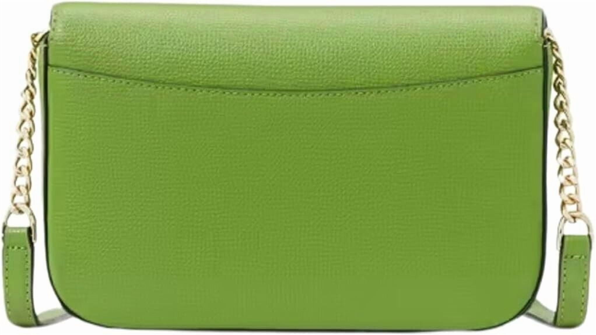 Kate Spade Kristi Turtle Green Leather Chain Flap Crossbody Bag