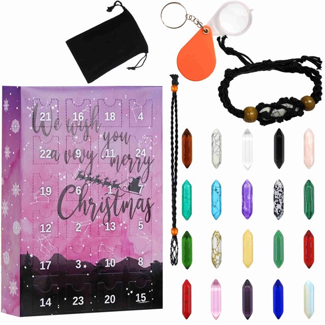 Calendario de Adviento 2024 onlyliua con 24 Días de Cristales y Piedras Curativas en Collar y Pulsera