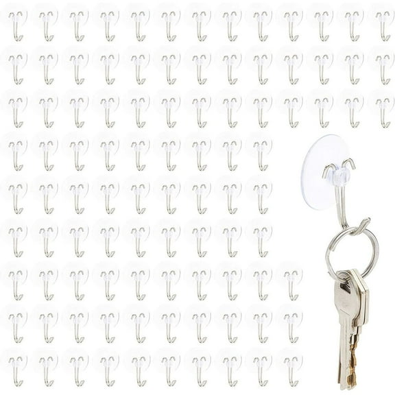 Mini Clear Suction Cup Hooks, 0.19 Inches (30 mm, 100 Pack)